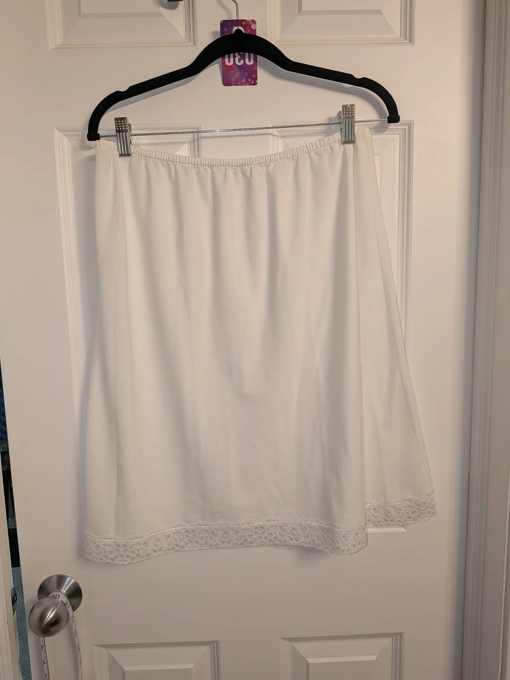 Vintage Sears White Lace-Trim Polycotton Slip Skirt